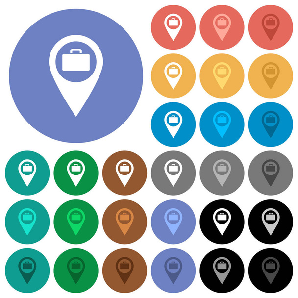 Gepäckaufbewahrung GPS-Karte Standort rund flache mehrfarbige Symbole - Vektor, Bild