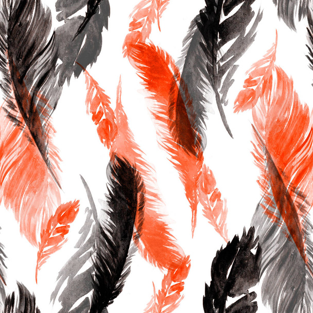 Seamless feather pattern - Фото, изображение