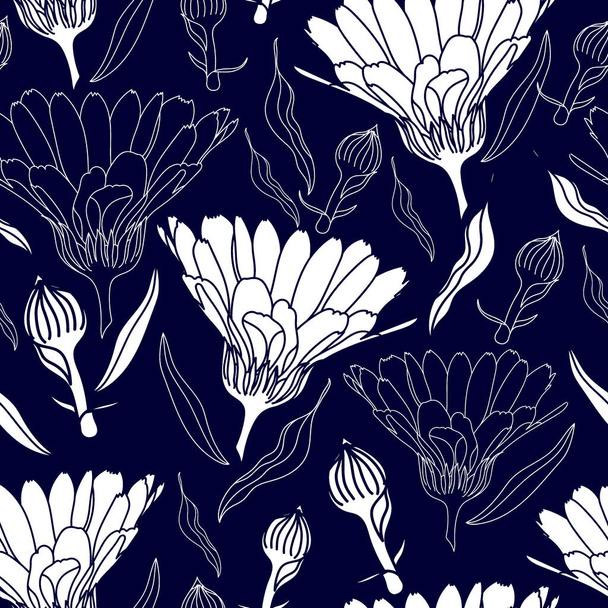 Floral seamless pattern. Vector background with flowers. Hand drawn artwork for textiles, fabrics, souvenirs, packaging and greeting cards. - Вектор, зображення
