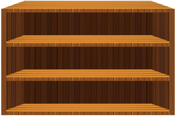 Wooden shelves on white background - Vector, Imagen