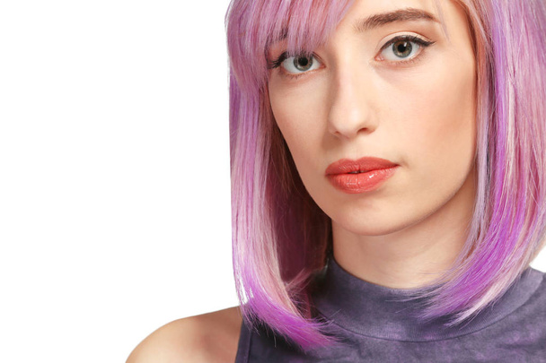 Beautiful young woman with dyed hair   - Фото, зображення