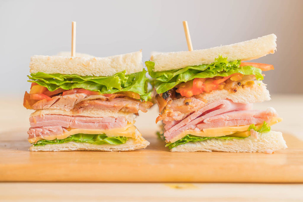 sandwich on wood background - Foto, Imagem