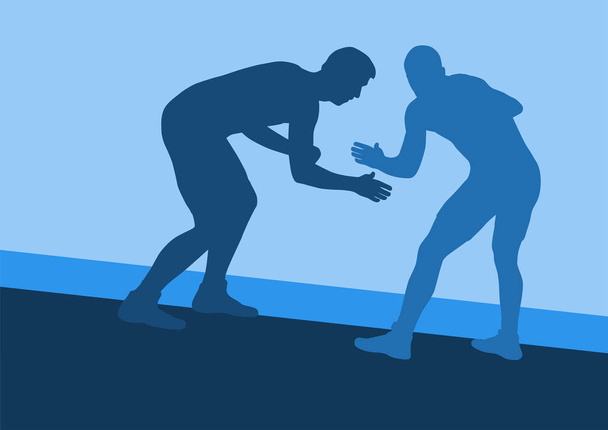 レスリングに活発な男性と戦うアクション ギリシャ ローマのスポーツ シルエット v - ベクター画像