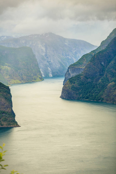 Aurland fjord from Stegastein view point, Norway - Photo, Image
