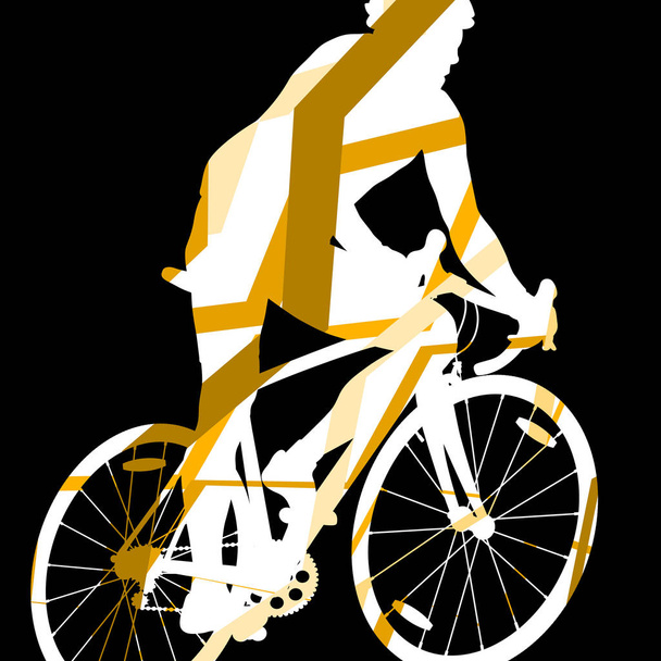 Sport Rennradfahrer Fahrrad Silhouette in abstraktem Mosaik bac - Vektor, Bild