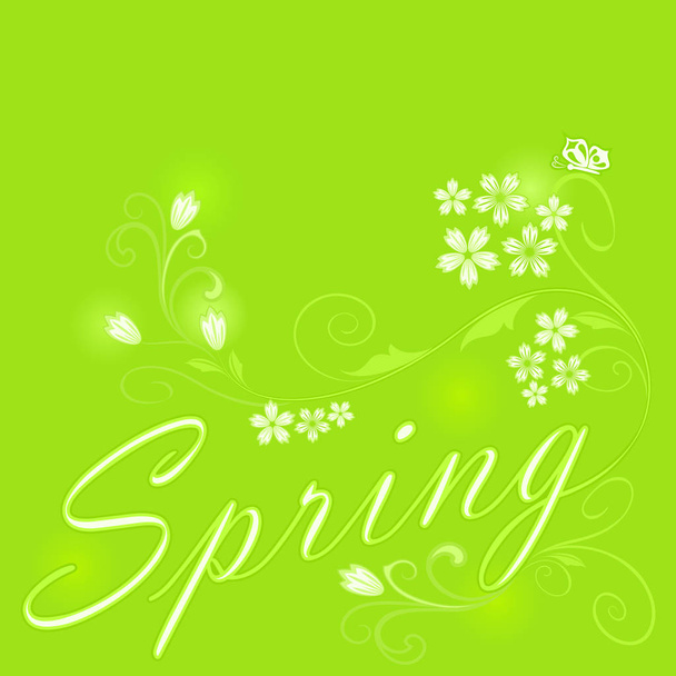 Abstract green floral spring vector background. - Вектор, зображення