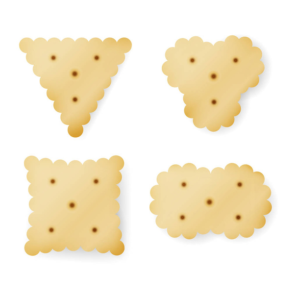 Cracker In Different Shapes. Yellow Cookie Vector. - Vektori, kuva