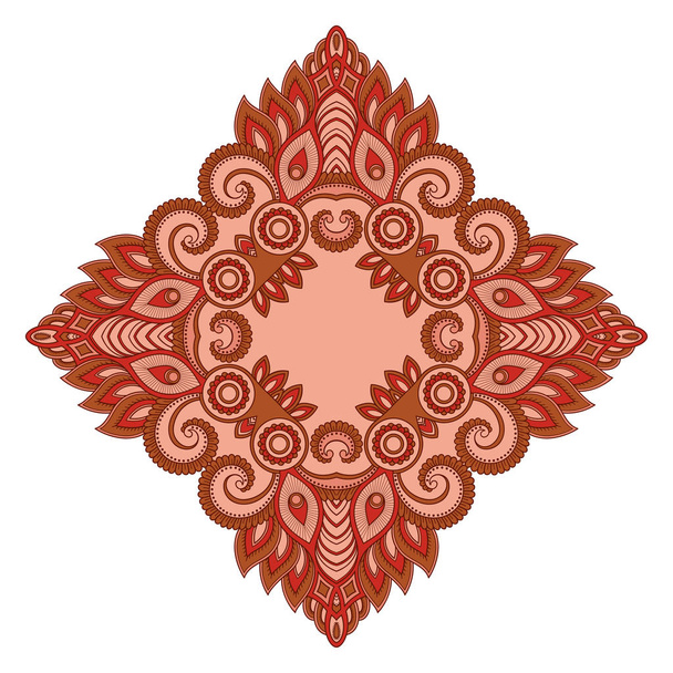 Colored decoration in mandala form. Mehndi style. Decorative pattern in oriental style. Eastern ethnic pattern. - Vector, afbeelding