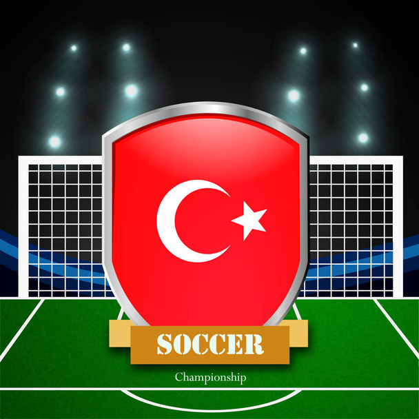 Türkiye bayrağı ile kalkan Futbol Stadyumu üzerinde gösterimi - Vektör, Görsel