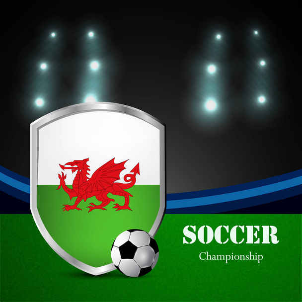 Abbildung des Fußballs mit Wales-Fahne - Vektor, Bild