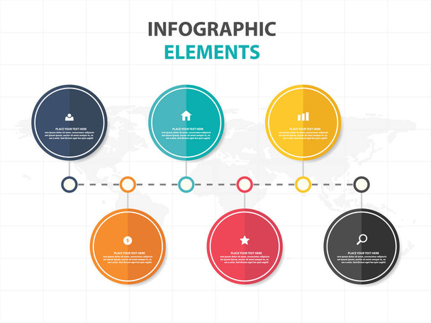 Abstract colorful circle business timeline Infographics elements, presentation template flat design vector illustration for web design marketing advertising - Vector, imagen