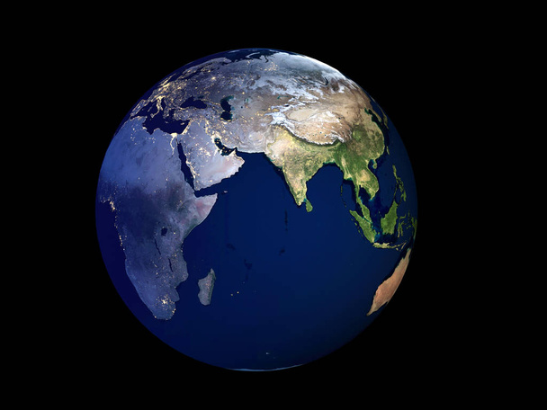 3D render Planet Earth gün gece, Küre izole modeli  - Fotoğraf, Görsel