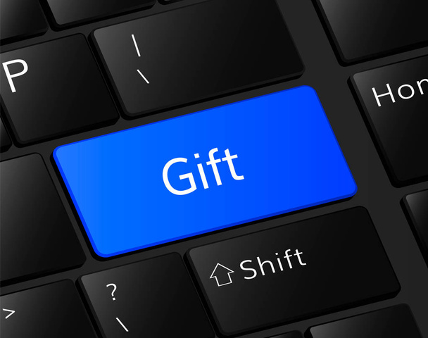 δώρο κουμπί στο πληκτρολόγιο. ιδέα δώρων. δώρο εικόνα  - Διάνυσμα, εικόνα
