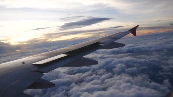 Una vista dall'aereo. L'aereo sta volando tra le nuvole
. - Filmati, video