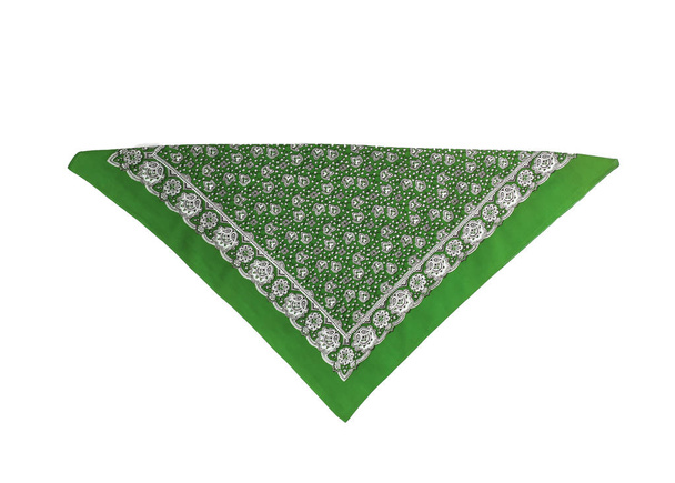 A green bandana with a pattern, isolated - Photo, Image