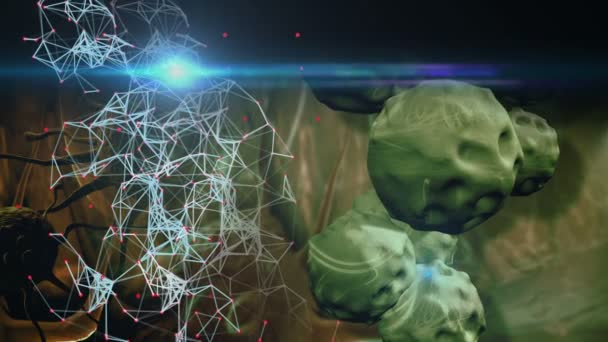  Ilustración de las células del virus de la gripe con destello óptico en segundo plano
 - Metraje, vídeo