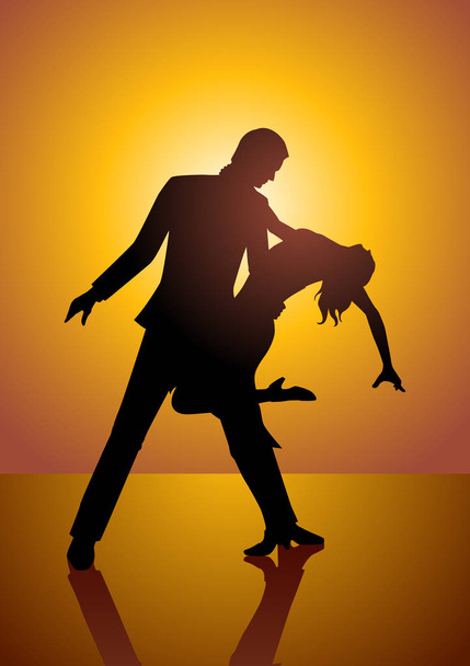 Silhouette of a couple dancing - Vettoriali, immagini