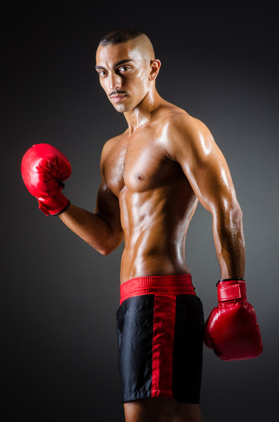 Мускулистый боксер в киностудии
 - Фото, изображение