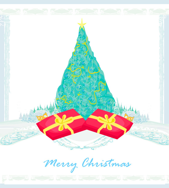 Abstract christmas tree card - Vector, Image