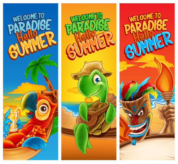Set of summer banners - Vector, imagen