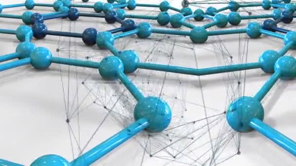  blauwe aansluitende punten punten en lijnen op aangesloten moleculaire achtergrond - Video
