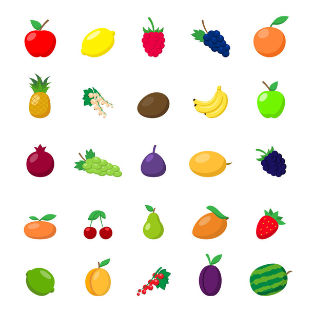 Flat fruit set - Vector, Image