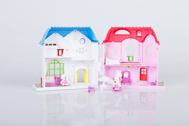 Plastic toy house on white background - Photo, Image