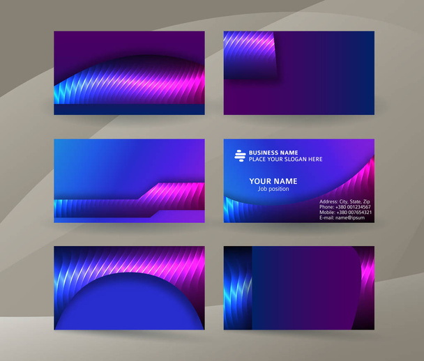 Business card background blue magenta neon effect02 - Vector, Image