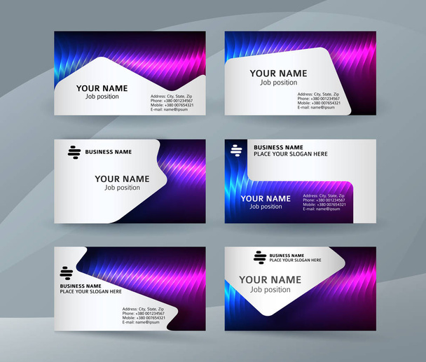 Business card background blue magenta neon effect07 - Vector, Image