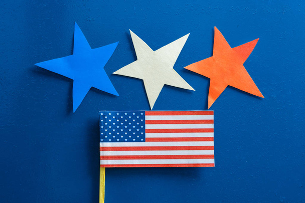 Americká vlajka. bílá, červená a modrá hvězda vlastenecké koncept - Usa (Amerika) - dovolená informace, data a události pozor ped pro text - Fotografie, Obrázek