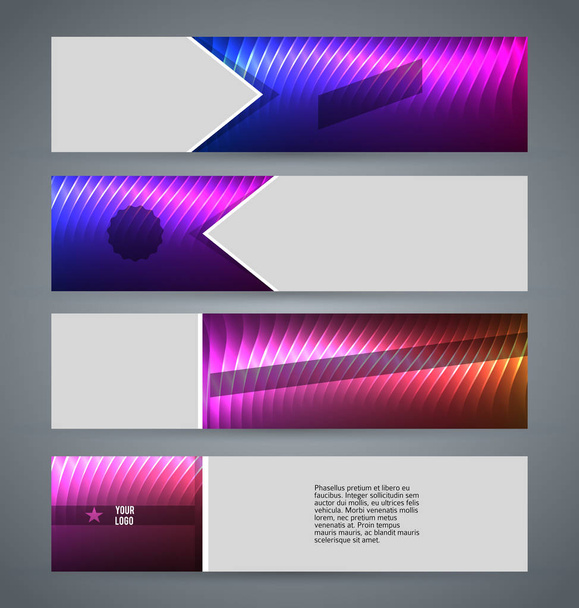 Horizontal web banner fundo azul roxo neon effect14
 - Vetor, Imagem