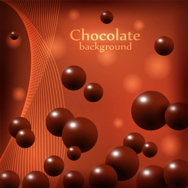 Dark chocolate balls on abstract background. - Vector, Image