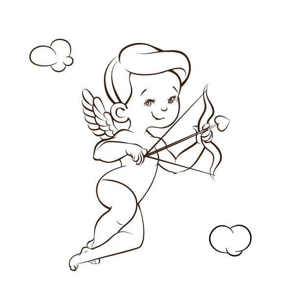 Cupid Love silhouette with bow and arrow and speech bubble - Vektori, kuva