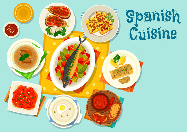 Kuchnia Hiszpańska zdrowy obiad ikona designu - Wektor, obraz