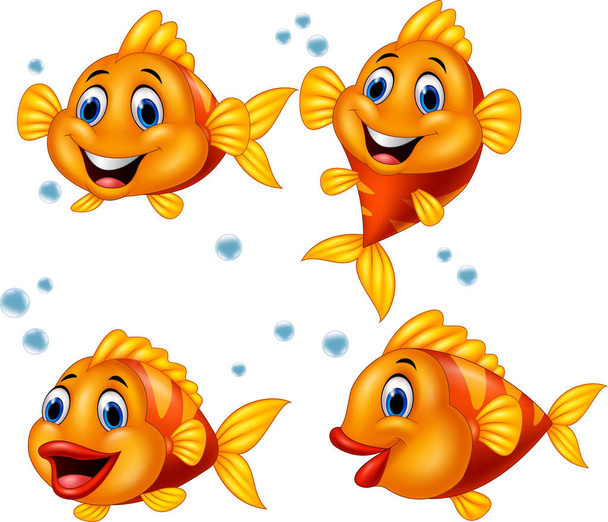 sada kolekce kreslených roztomilý ryb - Vektor, obrázek