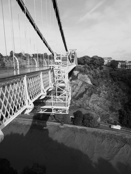 Clifton κρεμαστή γέφυρα στο Bristol σε μαύρο και άσπρο - Φωτογραφία, εικόνα