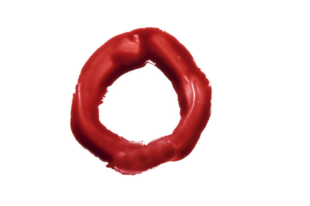 Blood fonts written with bloody fingers, the letter O - Photo, Image