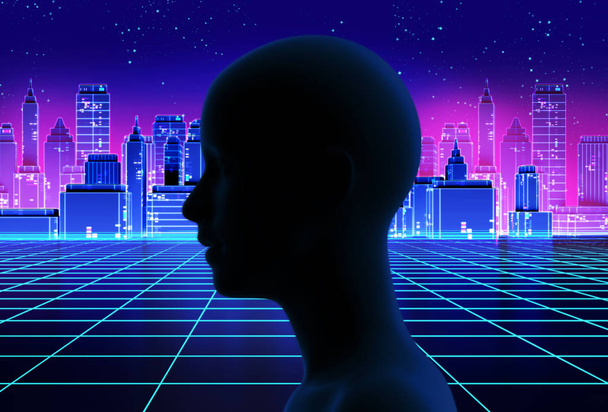 silhouette dell'uomo virtuale sulla tecnologia astratta 3d illustrati
 - Foto, immagini