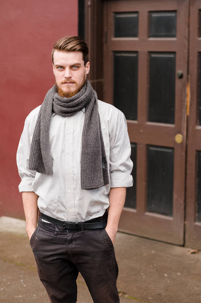 Hipster Male Fashion Portrait Outdoors - Foto, afbeelding