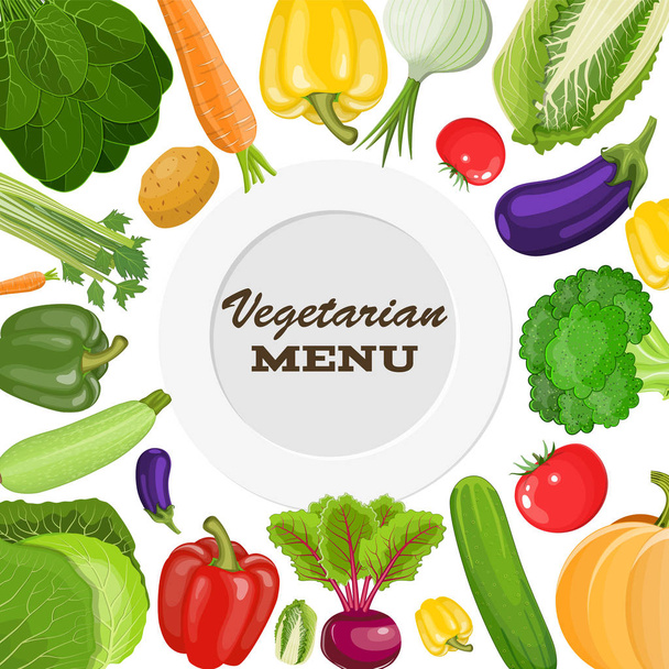 Vegetarian menu cover - Vector, Image