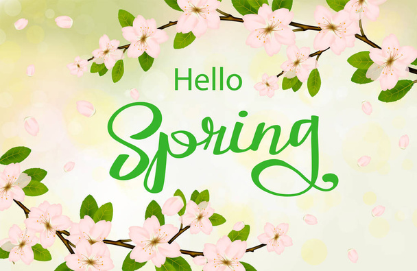 Ahoj jaro pozadí s Třešňové květy - Vektor, obrázek