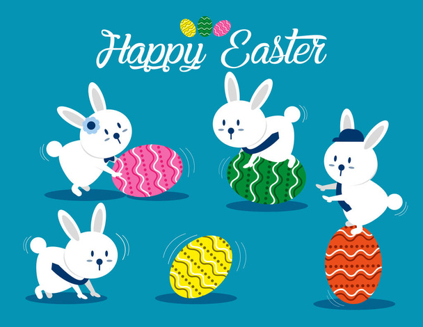Preciosos conejitos de Pascua. Ilustración de Pascua conceptual. Vector c
 - Vector, imagen