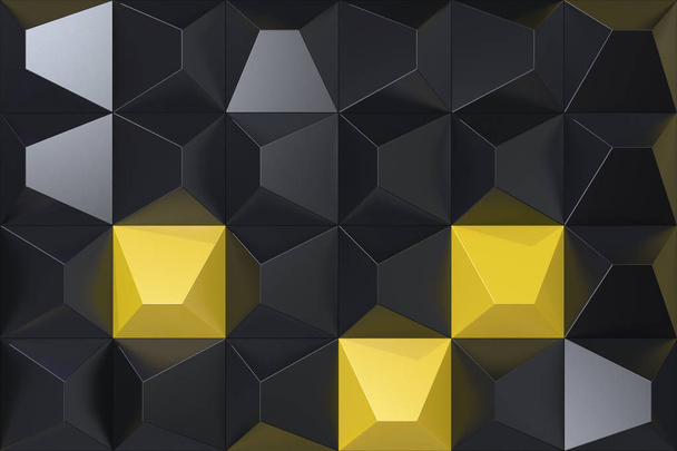 Pattern of black and yellow pyramid shapes - Foto, imagen