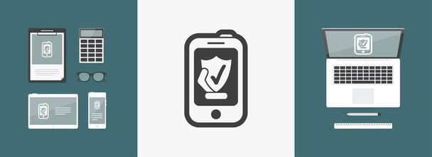 Smartphone protection icon - Vector, Image