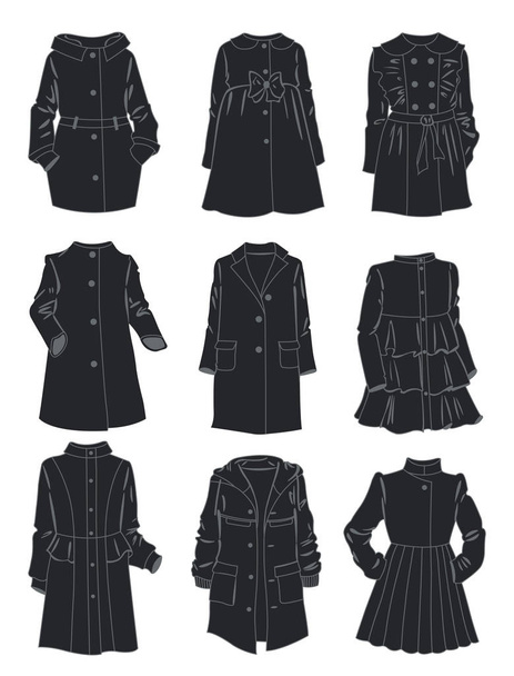 Siluety kabáty pro mladé dívky - Vektor, obrázek