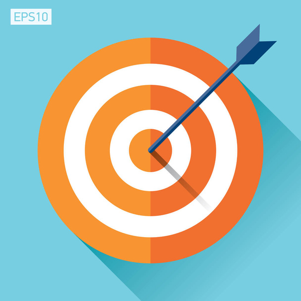 Target icon in flat style on color background. Arrow in the center. Vector design element - Vector, Image