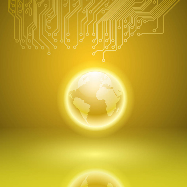 Absztrakt sárga háttér áramkör - Vektor, kép