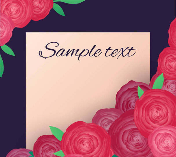 Greeting card with pink roses  - Vector, Imagen