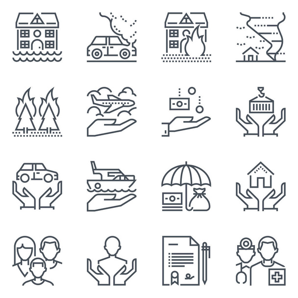 Set di icone di assicurazione - Vettoriali, immagini
