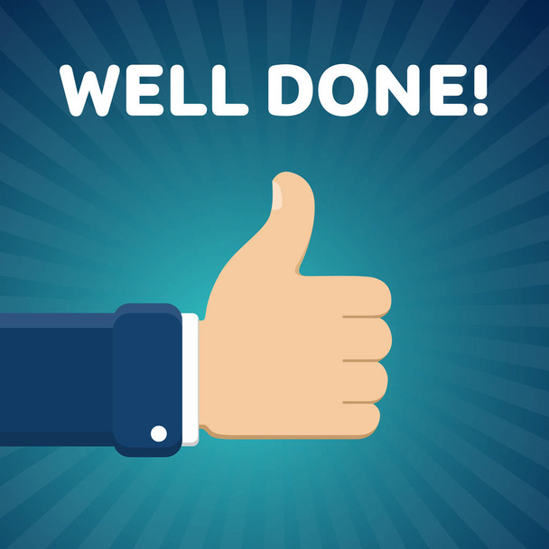 Finger up vector illustration with "Well done" text - Vector, Image